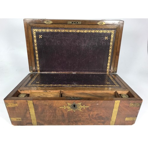 415 - GOOD QUALITY WRITING BOX WITH BRASS BRACKETS