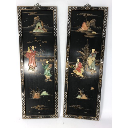 566 - 4 ORIENTAL WOODEN SHIBYAMA PANELS