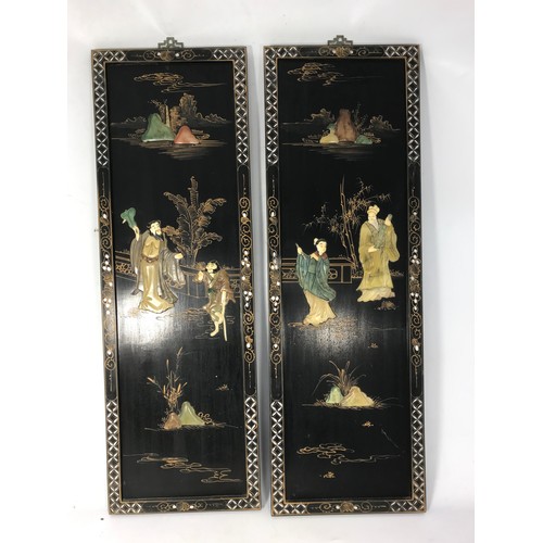 566 - 4 ORIENTAL WOODEN SHIBYAMA PANELS