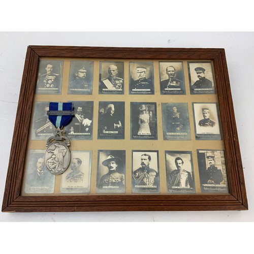 518 - MILITARY CIGARETTE CARDS AND A MEDAL