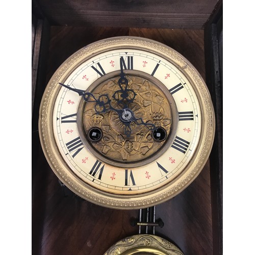 296 - IMPRESSIVE VIENNESE TYPE WALL CLOCK WITH HORSE FINIAL