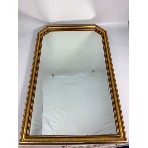 66 - LARGE BEVEL EDGED WALL MIRROR, APPROX 100 cm X 64 cm