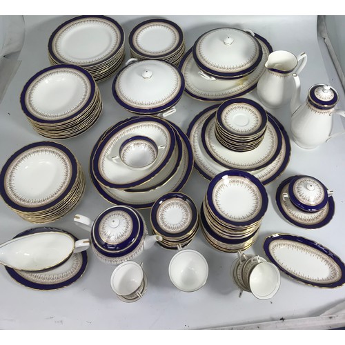 228 - ROYAL WORCESTER, VERY LARGE QUANTITY OF ROYAL BLUE REGENCY TEA & DINNERWARE, LITTLE OF NO USE