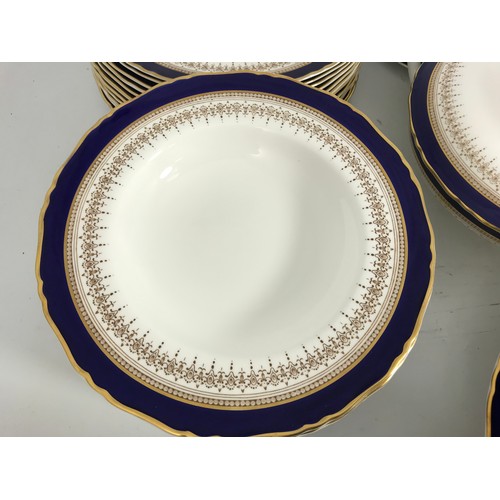 228 - ROYAL WORCESTER, VERY LARGE QUANTITY OF ROYAL BLUE REGENCY TEA & DINNERWARE, LITTLE OF NO USE