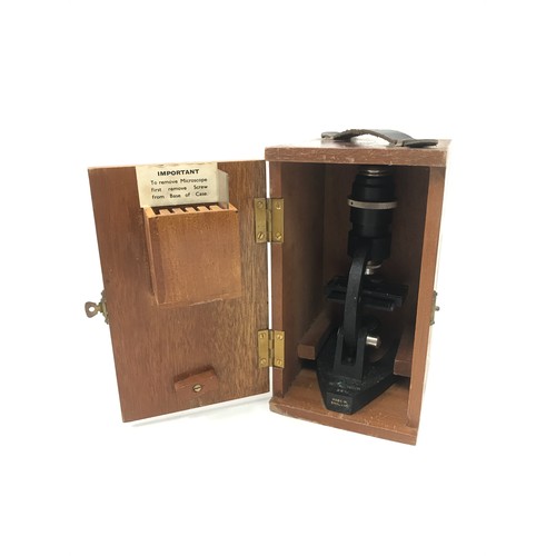 379 - MICROSCOPE IN FITTED CASE TOGETHER WITH AN INDIAN BRASS TRAY