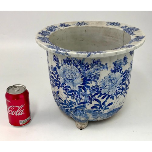 238 - ORIENTAL BLUE AND WHITE FLUTED JARDINIERE