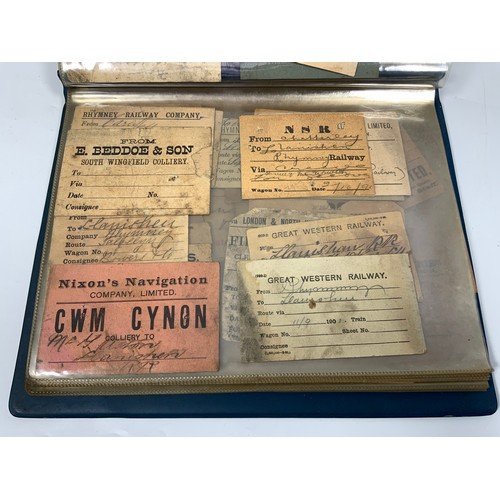 282 - ALBUM OF RAILWAY EPHEMERA, DOCUMENTS FROM BARRY RAILWAY, RHYMNEY RAILWAY, GWR, CWMBRAN, MANCHESTER &... 