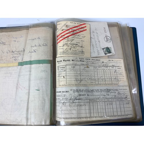 282 - ALBUM OF RAILWAY EPHEMERA, DOCUMENTS FROM BARRY RAILWAY, RHYMNEY RAILWAY, GWR, CWMBRAN, MANCHESTER &... 