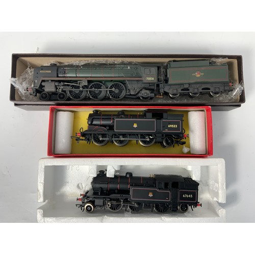 381 - HORNBY BRITANNIA, 70008 BLACK PRINCE, BACHMANN V1 TANK 67645 & HORNBY N7 TANK 69522, ALL IN NON ORIG... 