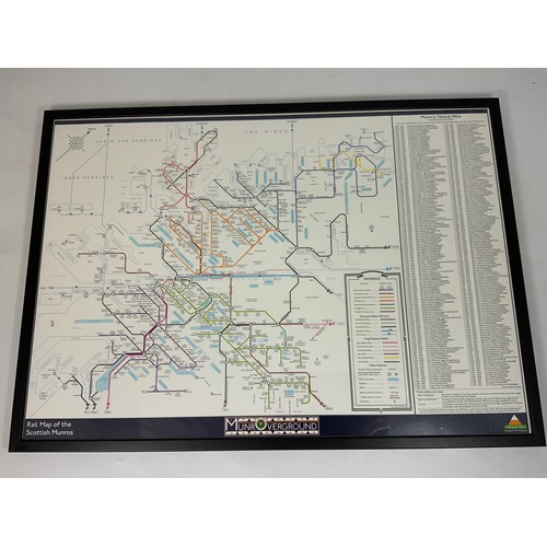 31 - FRAMED PRINT OF 'MUNROS OVERGROUND' - RAIL MAP OF THE SCOTTISH MUNROS