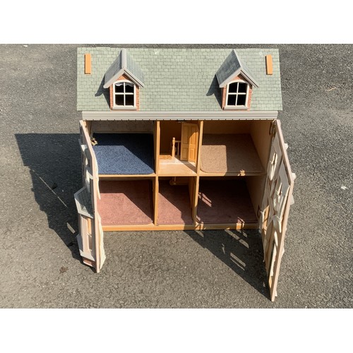 38 - DOLLS HOUSE & A GOOD SELECTION OF ASSORTED DOLLS HOUSE FURNITURE