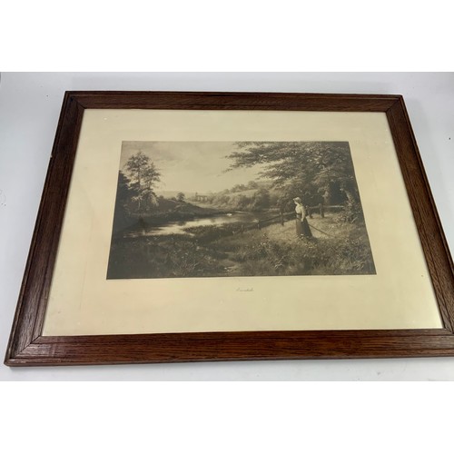 43 - PAIR OF DOUGLAS WEST WELL FRAMED GOLFING PRINTS TOGETHER WITH A PAIR OF SEPIA TONED VICTORIAN PRINTS... 