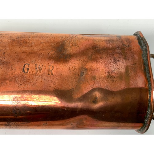 256 - VINTAGE COPPER FOOTWARMER, HAS 'GWR' STAMPED ON SIDE, BUT APPEARS TO BE A LATER ADDITION.