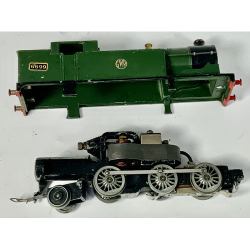 477 - EARLY HORNBY DUBLO, 0-6-2 TANK LOCOMOTIVE 6699 IN GWR SHIRT BUTTON LIVERY, U/B