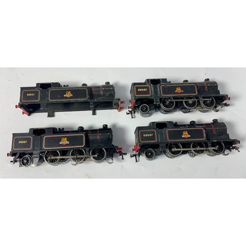 471 - HORNBY DUBLO, 3 X N7 TANK LOCOMOTIVES ALL U/B PLUS LOCO BODY