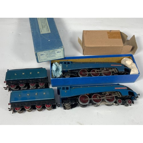 482 - HORNBY DUBLO, 2 X EX LNER A4 LOCOMOTIVES, NO 7, EDL1 SIR NIGEL GRESLEY. PART BOXED