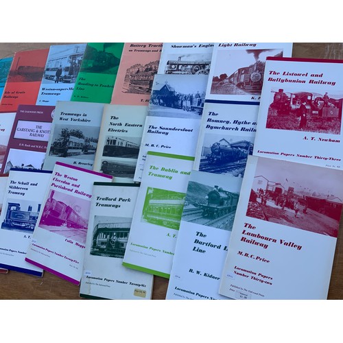 241 - RAILWAY BOOKS - OAKWOOD PRESS, 125 COPIES OF A GOOD SELECTION OF MIXED RAILWAY LOCATIONS & COMPANIES... 