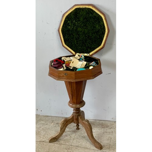 214 - INLAID ROSEWOOD OCTAGONAL WORK TABLE