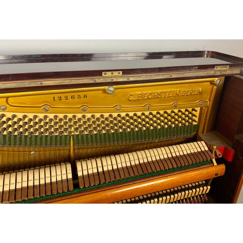 183 - EARLY 20TH CENTURY BECHSTEIN MAHOGANY CASED UPRIGHT PIANO