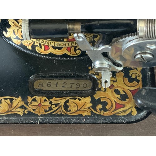 64 - JONES CASED SEWING MACHINE SERIAL NUMBER B612790