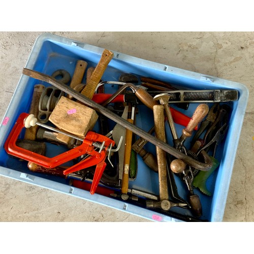 68 - BLUE TRAY OF ASSORTED HAND TOOLS