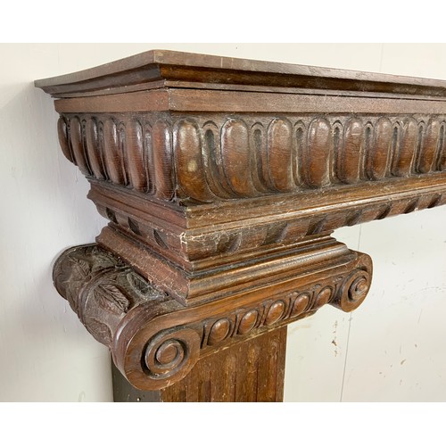 8 - OAK FIRE SURROUND IN KIT FORM, INCLUDES IMPRESSIVE FLUTED PILLARS, approx. 234 cm