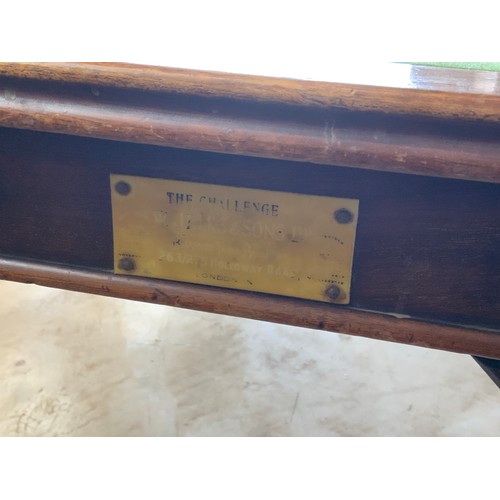 165 - QUARTER SIZE SNOOKER TABLE BY W JELKS AND SON WITH DINING TABLE TOP, SCOREBOARD AND OTHER ACCESSORIE... 