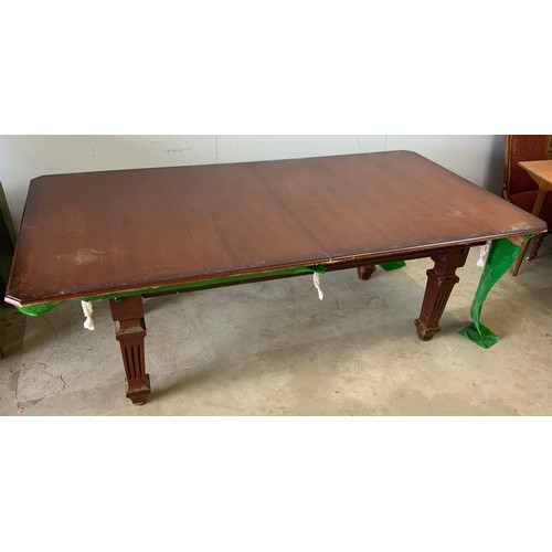 165 - QUARTER SIZE SNOOKER TABLE BY W JELKS AND SON WITH DINING TABLE TOP, SCOREBOARD AND OTHER ACCESSORIE... 