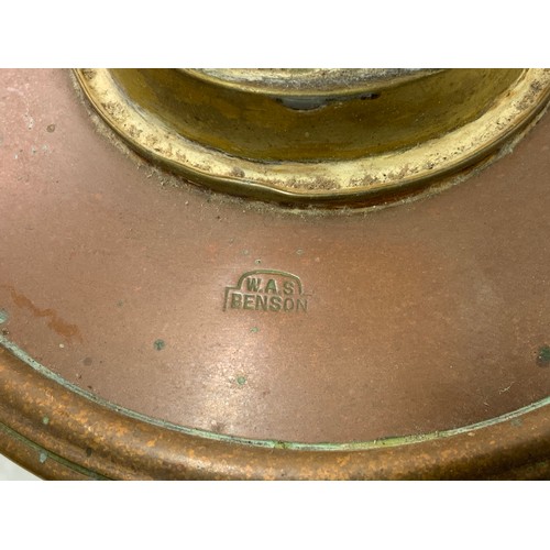 208 - RARE W A S BENSON ARTS AND CRAFT COPPER AND BRASS LAMP BASE, APPROX. 38 cm to fitting, as Exhibited:... 