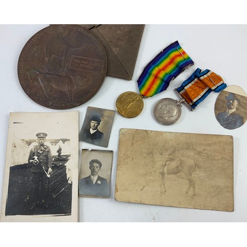 158 - WW1 BRONZE DEATH PLAQUE, WAR AND VICTORY MEDALS TO 3205832 PTE. WILLIAM HENRY POWELL, 49-CAN INF TOG... 