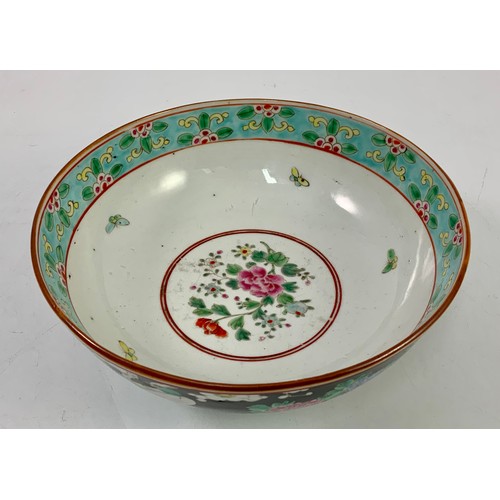 98 - CHINESE FAMILLE NOIRE BOWL, APPROX. 21 cm DIA.