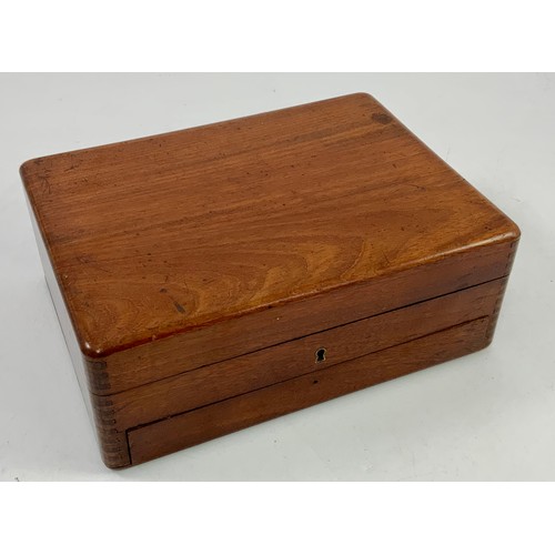 200 - 19TH CENTURY MAHOGANY CASED PAINT BOX, FITTED AND WITH ORIGINAL PAINT BLOCK AND PORCELAIN PALETTE CO... 