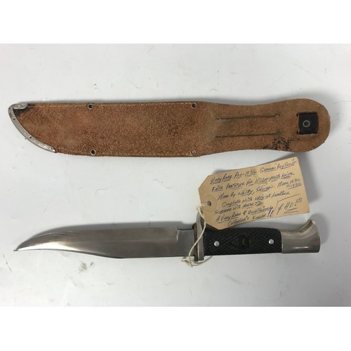 135 - WHITBY SOLINGEN GERMANY ORIGINAL BOWIE / SHEAF KNIFE BELIEVED TO BE 1930’s GERMAN BOY SCOUT KNIFE