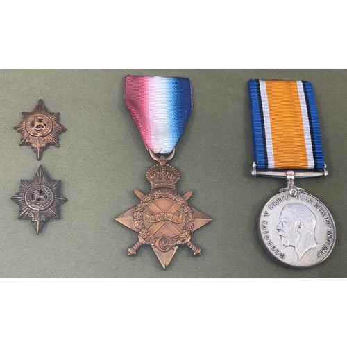 155 - WWI MEDALS, A FREMED SET OF WAR, VICTORY, 1914-15 STAR, & WW2 MEDAL, PLUS DOG TAG, TO 27346 PTE F MA... 