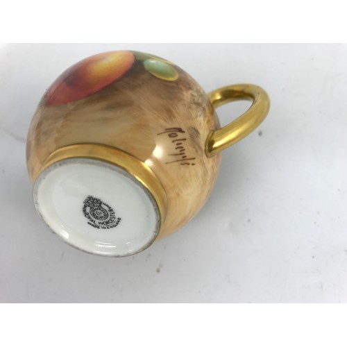 45 - ROYAL WORCESTER HAND PAINTED FALLEN FRUIT SIGNED MINIATURE TEAPOT