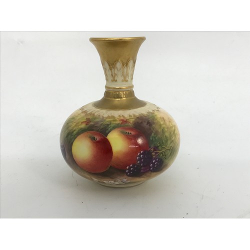 46 - ROYAL WORCESTER VASE HAND PAINTED FALLEN FRUIT SIGNED AYRTON