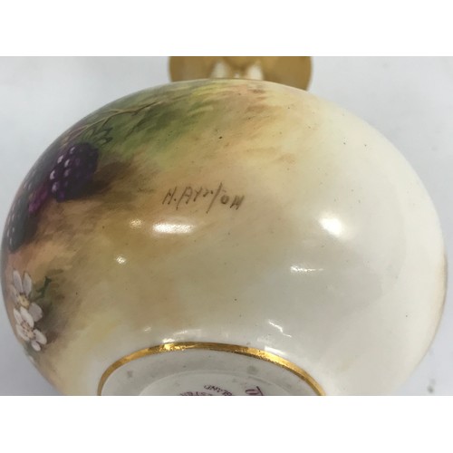 46 - ROYAL WORCESTER VASE HAND PAINTED FALLEN FRUIT SIGNED AYRTON