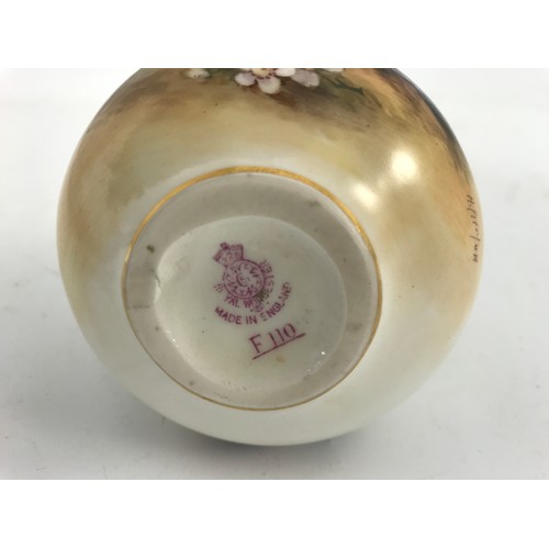 46 - ROYAL WORCESTER VASE HAND PAINTED FALLEN FRUIT SIGNED AYRTON