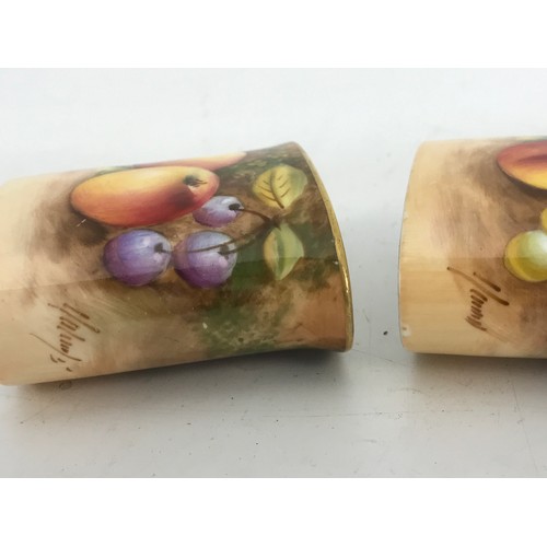 47 - 2 ROYAL WORCESTER CIGARETTE HOLDERS HAND PAINTE FALLEN FRUIT SIGNED