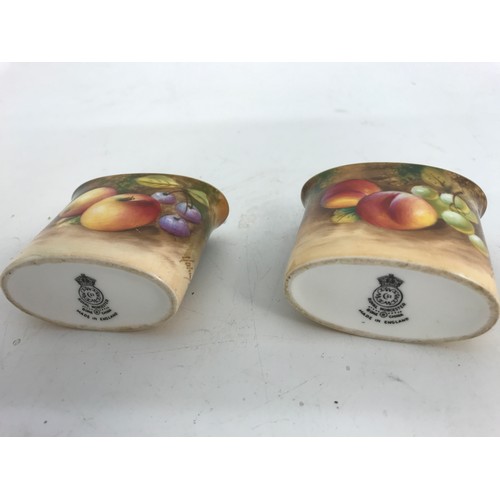 47 - 2 ROYAL WORCESTER CIGARETTE HOLDERS HAND PAINTE FALLEN FRUIT SIGNED