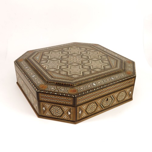 202 - ANGLO INDIAN OCTAGONAL BOX WITH INLAID DECORATION