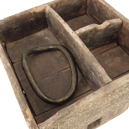 248 - BOX, HOUSE SHAPED, PROBABLY FROM SWAHILI COAST TOGETHER WITH A SENUFO ANKLET