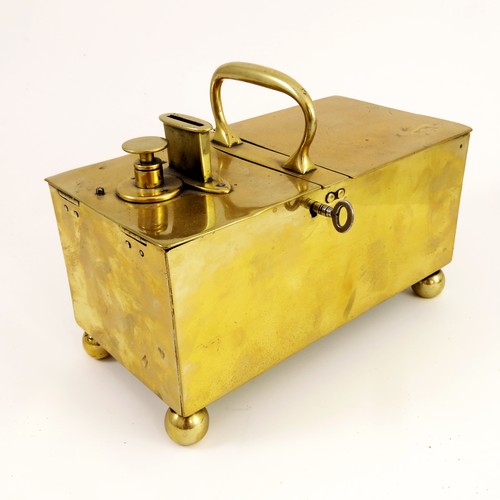 211 - 19TH CENTURY BRASS TAVERN TOBACCO HONESTY BOX/ DISPENSER