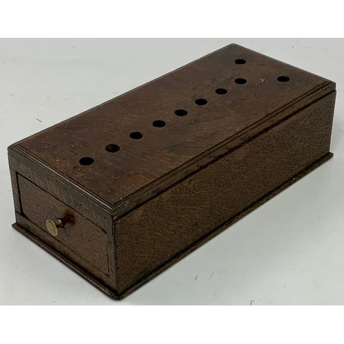 204 - 'MILE OAK' BOX, AN OBLONG BOX WITH DRAWER AND 10 HOLES IN THE TOP, THE MILE OAK, BELONGING TO VISCOU... 