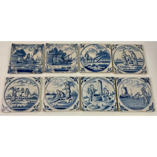 88 - 8, 18TH OR EARLY 19TH CENTURY DELFT TILES DEPICTING RELIGIOUS AND OTHER SCENES