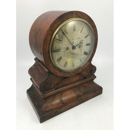 113 - 19th CENTURY ROSEWOOD CASED BRACKET CLOCK WITH A SCROLL SUPPORT AND MOULDED PLINTH, SIGNED W DAVIS &... 