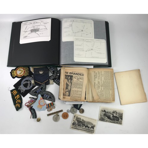 151 - MILITARY MEDALS, BADGES, POSTCARDS, EPHEMERA ETC