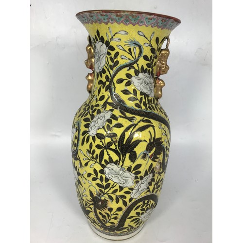 102 - LARGE YELLOW GROUND CHRYSANTHEMUM VASE REPAIRS