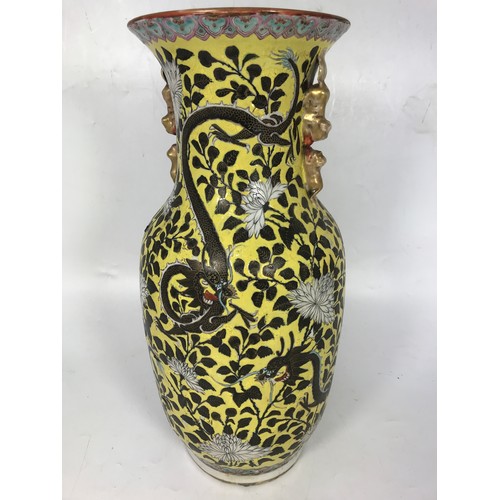 102 - LARGE YELLOW GROUND CHRYSANTHEMUM VASE REPAIRS