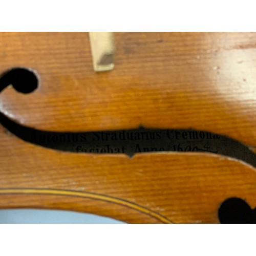 197 - VIOLIN AND BOW IN CASE WITH NOTE SUGGESTING IT IS A MITTENWALD INSTRUMENT DATED 1890/1900, STRADIVAR... 